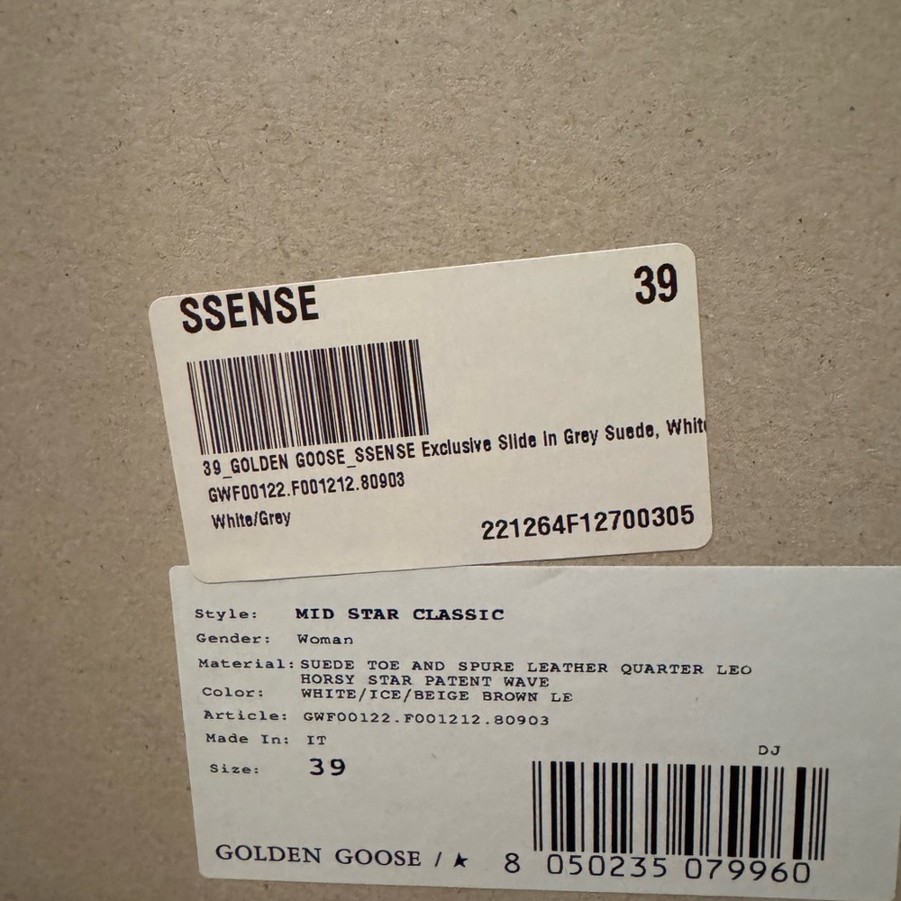 Golden Goose White and Gray Sneakers with Leopard Star - Picture 5 of 10